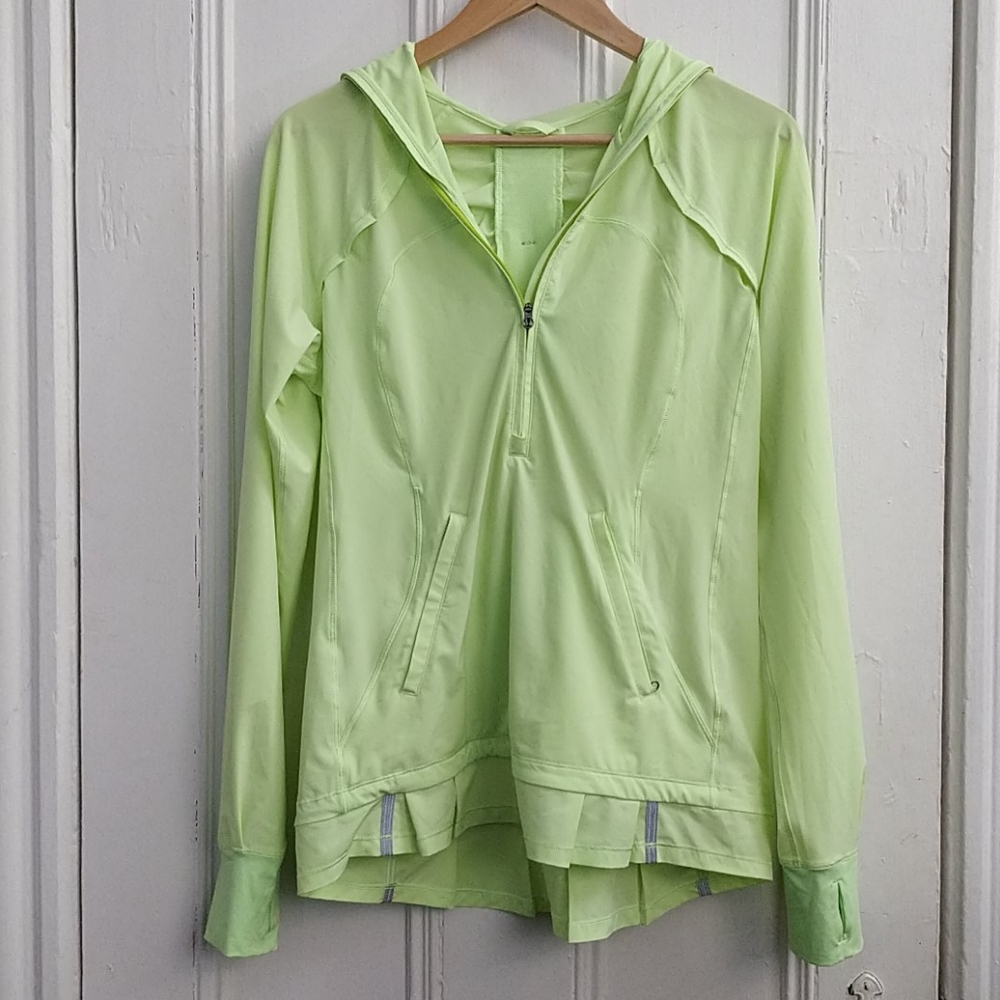 Lululemon Lime Green Lightweight Pullover Packable Jacket with Ruffle Size 12 XL